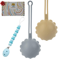 2 Pacifier Holder Case + Silicone Pacifier Clip Holder | Pack 3 Pieces + Gift Box | Pacifier Holder BPA Free | Silicone Baby Pacifier Holder | Flexible and Easy to Clean